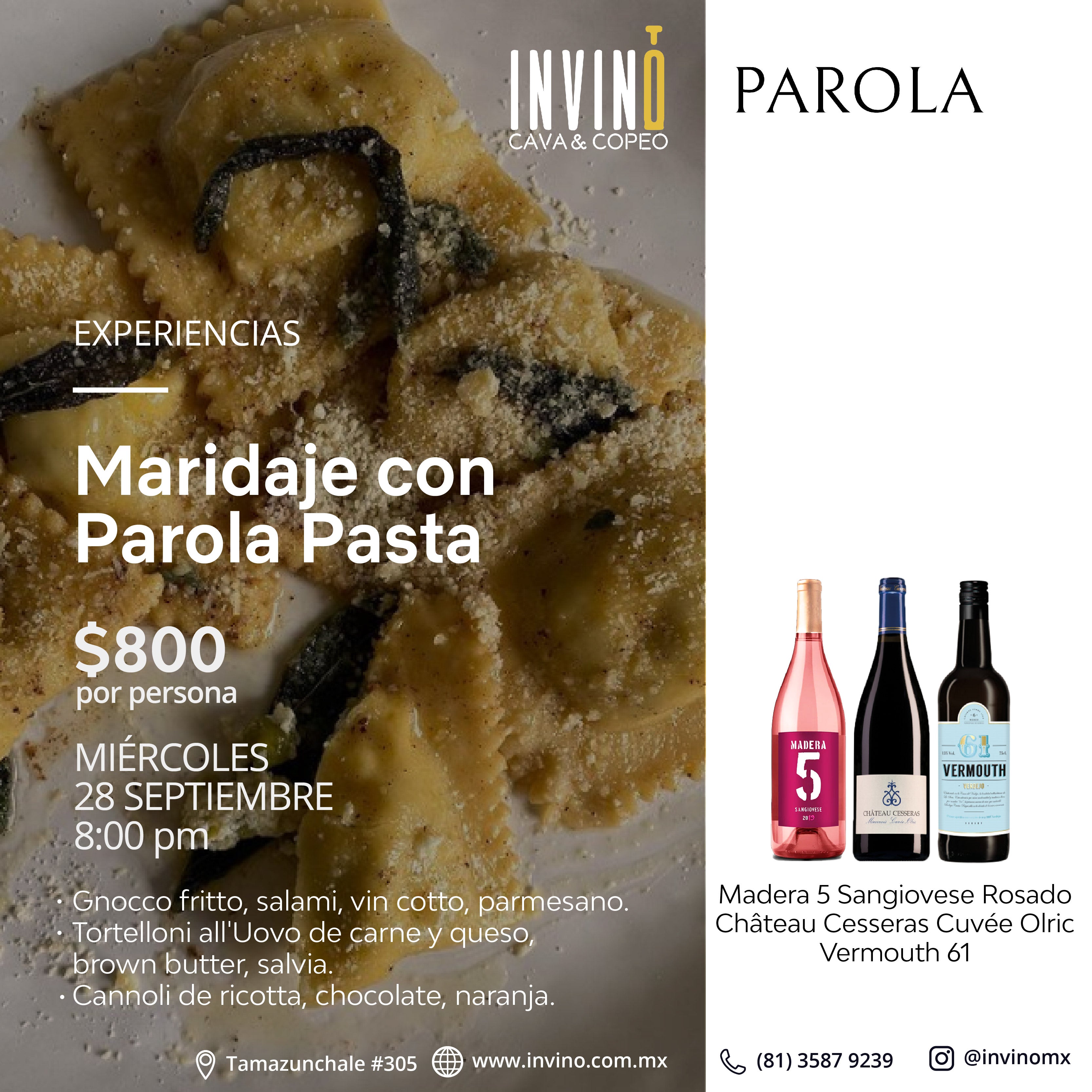 Maridaje con Parola Pasta