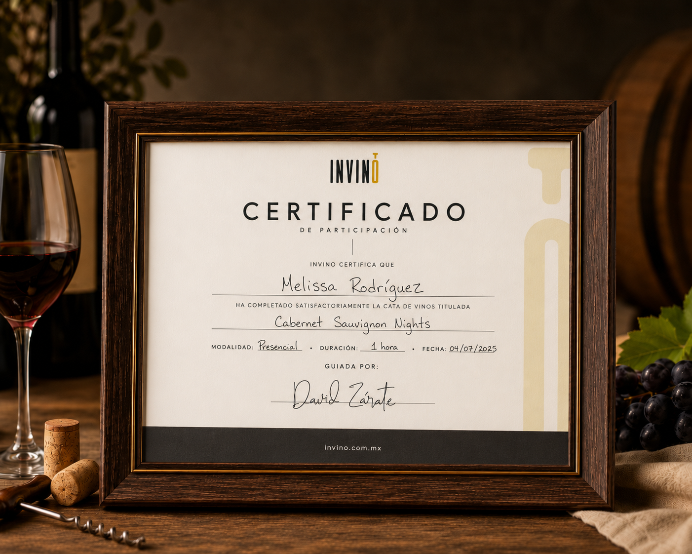certificado de cata de vinos invino